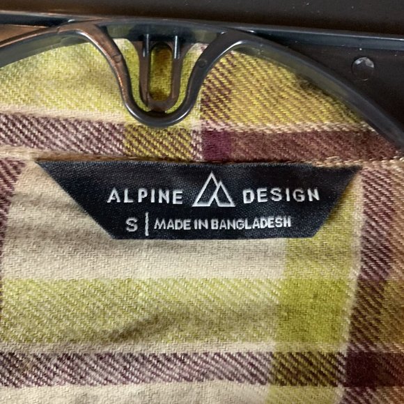 Alpine Design Flannel Shirt Men's Small Brown Plaid‎ Cotton Long Sleeve 7017 - Picture 3 of 8